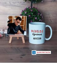 Psikoloji Öğretmeni Fotoğraflı Dekoratif Taş, Kupa Bardak Beyaz Hediye Öğretmenler Günü Hediyesi (Model 1)