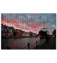 Cakapuzzle Günbatımında Kanal Binalar ve Gemi  Puzzle Yapboz MDF (Ahşap) (1000 Parça)