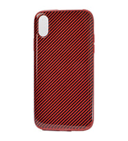iPhone XS Max Kılıf Karbon Fiber Dizaynlı Vio Kılıf (Kırmızı)