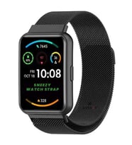 Huawei Watch Fit 2 Metal Hasır Kordon Woven Wire Metal Tasarım Kordon (Siyah)