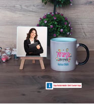 Arapça Öğretmeni Fotoğraflı Dekoratif Taş, Kupa Bardak Beyaz Hediye (Model 9)