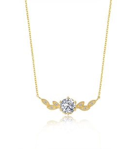 Defne Yaprağı Beyaz Taşlı 14K Rose / Altın veya Gümüş Kaplama Kadın Kolye (Gold)