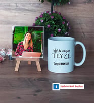 Teyzeye Doğum Günü Hediyesi Fotoğraflı Dekoratif Taş, Kupa Bardak Beyaz Hediye (Model 1)