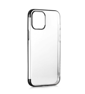 Apple iPhone 12 Pro Kılıf İnce Köşeleri Renkli Şeffaf Silikon (Siyah)