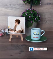 Mimara Hediye Fotoğraflı Dekoratif Taş, Ahşap Altlıklı Türk Kahvesi Fincanı Hediye (Model 9)