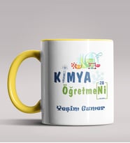 Kişiye Özel Kimya Öğretmeni Tasarım Siyah Renk Kupa Bardak 4 (Sarı)