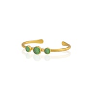 Kadir Jewellery 22 Ayar Altın Kaplama Zirkon Taşlı Ayarlanabilir Vintage Bilezik (Yeşil)