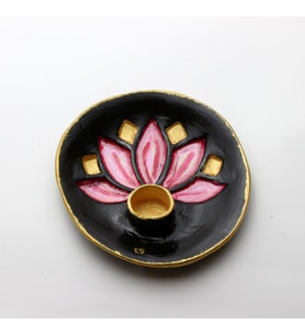 Lotus Seramik Tütsülük (Siyah-Pembe)