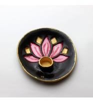 Lotus Seramik Tütsülük (Siyah-Pembe)