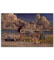 Cakapuzzle Bulutlar, Eski Uçak, Mercedes ve Ünlü Kadın Puzzle Yapboz MDF (Ahşap) (255 Parça)