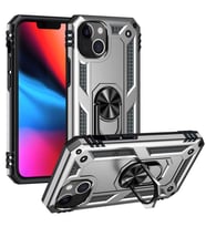 Apple iPhone 13 Kılıf Zore Vega Yüzük Standlı Zırh Kılıf (Gri)