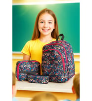 NewBag  KIZ  SIRT OKUL ÇANTASI-3'LÜ SET  (YENİ SEZON) (Siyah-Pembe)