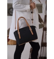 Just Polo Kadın Ayarlanabilir Uzun Askılı El ve Omuz Çantası MDS4030 (Taba - Siyah)
