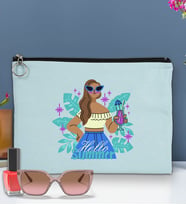 BK Gİft Yaz Temalı-3 Astarlı Portföy Çanta 30x21cm(12 Renk Seçeneği), Baskılı El Çantası, Organizer Çanta (Açık Mavi)