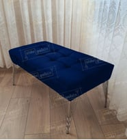 Modern Dilim Puf Ayakucu Puf Gold Metal Ayak (90*45) (Lacivert)
