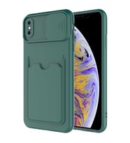 Apple iPhone XS Max 6.5 Kılıf Zore Kartix Kartlık Bölmeli Kılıf (Yeşil)