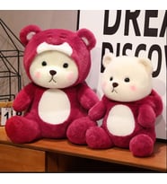 90 Cm Kapşonlu Uykumcuk Peluş Ayıcık Panda (Bordo)