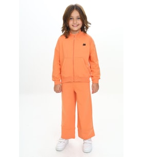 Toontoy Kız Çocuk Mood Nakışlı Eşofman Takım (Somon)