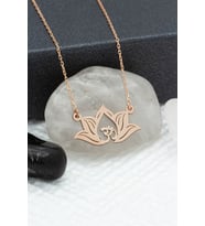 DKMN Gümüş Lotus Çiçeği Gümüş Kolye Kadın Gümüş Kolye (Rose)