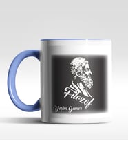 Kişiye Özel Filozof Tasarımlı Siyah Kupa (Beyaz-Mavi)