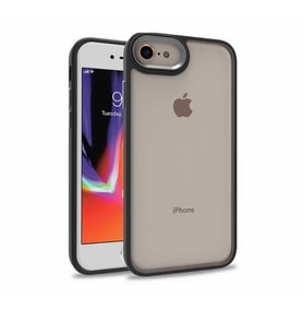 Apple iPhone SE 2020 Kılıf Case, Kamera Lens Korumalı Elektroplatin Kaplama Sert PC Koruyucu Colourful Platinum Serisi (Siyah)