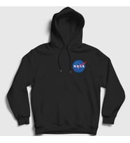 Presmono Unisex Gri Logo Nasa Space Uzay Kapüşonlu Sweatshirt 282908tt (Siyah)