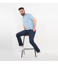 Neyir Triko Slimfit Erkek Yakalı İnce Triko T-Shirt (Mavi)