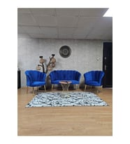 Papatya Çay Seti Koltuk Takımı Gold Sivriltme Ayak, Balkon, Salon, Ofis, Cafe Koltuk Takımı (Mavi)