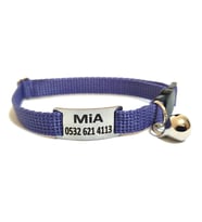 Güvenlik Kilitli Kedi tasması, kedi künyesi, kedi isimlik, sallanmayan kedi künyesi (Lila)