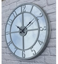 Markakanvas Metal  AYNALI Duvar Saati  ( Çap 50 cm -Çap 80 cm ) (Gri)