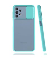 Galaxy A32 4G Kılıf Sürgülü Kamera Koruma Silikon (Turkuaz)