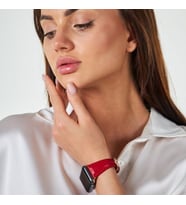 vagave Apple Watch 38mm 40mm 41mm 3 4 5 6 7 se 8 Uyumlu Kadın Deri Kordon Saat Kordonu (Kırmızı)