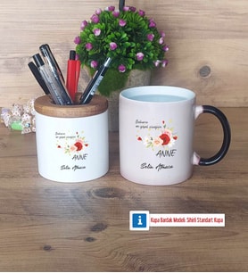 Anneye Hediye Kalemlik, Kupa Bardak T Kişiye Özel Hediye (Model 3)