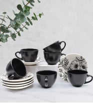 6'lı Çay ve Kahve Fincanı Takımı (Siyah)