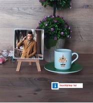 Bilgisayar Mühendisi Fotoğraflı Dekoratif Taş, Ahşap Altlıklı Türk Kahvesi Fincanı Hediye (Model 9)