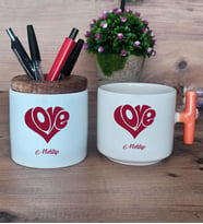 Love Sevgili Hediye Sepeti Kupa Bardak T Kulplu, Kalemlik Hediyeleri Sevgiliye Sevgililer Günü Hediyesi (Model 7)