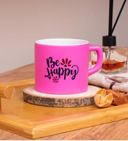 Be Happy Tasarımlı Renkli Nescafe Fincanları 220 ML (Pembe)