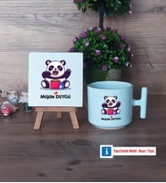 Sevimli Panda Dekoratif Taş, Kupa Bardak Kırmızı Hediye (Model 11)