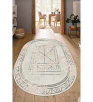 Dijital Baskılı Kaymaz Taban Yıkanabilir Oval Salon Halısı Mutfak Halısı Yolluk NDO-HT-397 (Çok Renkli)