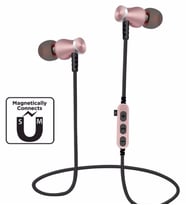 MS-T5 Hafıza Kartı Takılabilir Metal Bluetooth Kulak Içi Kulaklık Efsane Ses (Rose-Siyah)