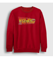 Presmono Unisex Bordo Logo Film Geleceğe Dönüş Back To The Future Sweatshirt 243412tt (Kırmızı)