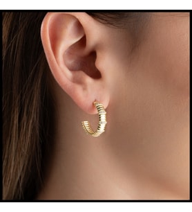 Gümüşistan 925 Ayar Gümüş Taşlı Halka Küpe (Gold)
