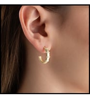 Gümüşistan 925 Ayar Gümüş Taşlı Halka Küpe (Gold)