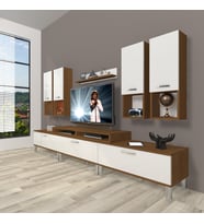 Decoraktiv Ekoflex 8da Mdf Krom Ayaklı Tv Ünitesi Tv Sehpası (Beyaz - Kahverengi)