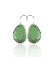 Kadir Jewellery Gümüş Kaplama Fosil Taşlı Küpe -El İşçiliği Ve Hipoalerjenik Küpe (Yeşil)