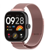 Sneezy Xiaomi Redmi Watch 4 Uyumlu Woven Wire Tasarım Metal Hasır Kordon (Rose)