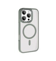 iPhone 16 Pro Max Kılıf Wireless Şarj Özellikli Krom Magsafe Silikon Kılıf (Gri)