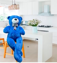 Oyuncak 130 Cm Papyonlu Peluş Ayıcık- İthal Kumaş - Premium Koleksiyon Hediyelik Ayı (Mavi)