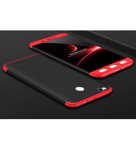 Xiaomi Redmi 4x Kılıf Zore Ays Full Koruma Kılıf (Siyah-Kırmızı)