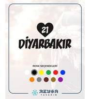 Kalpli 21 Diyarbakır Araba Sticker siyah 20x15 CM (Siyah)